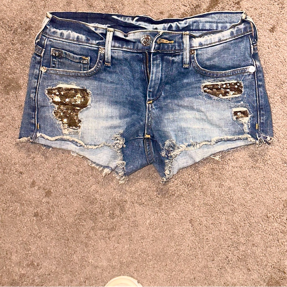 True Religion sequin cut off shorts